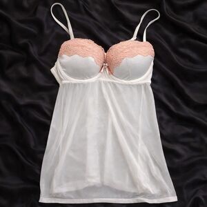 🌸🤍 White Sheer Lace Babydoll – Gilligan & O’Malley | Medium